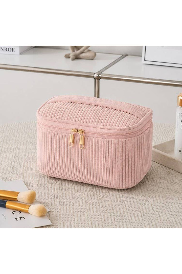 JOSSLYN by wall to wall - CORDUROY COSMETIC MAKEUP POUCH BAG | PINK