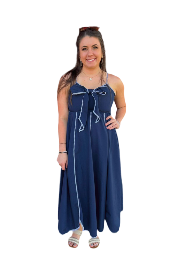 Entro Navy Bow Front Dress