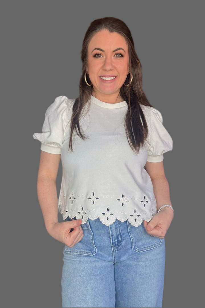 Entro White Short Sleeve Top - Vintage Dragonfly Boutique