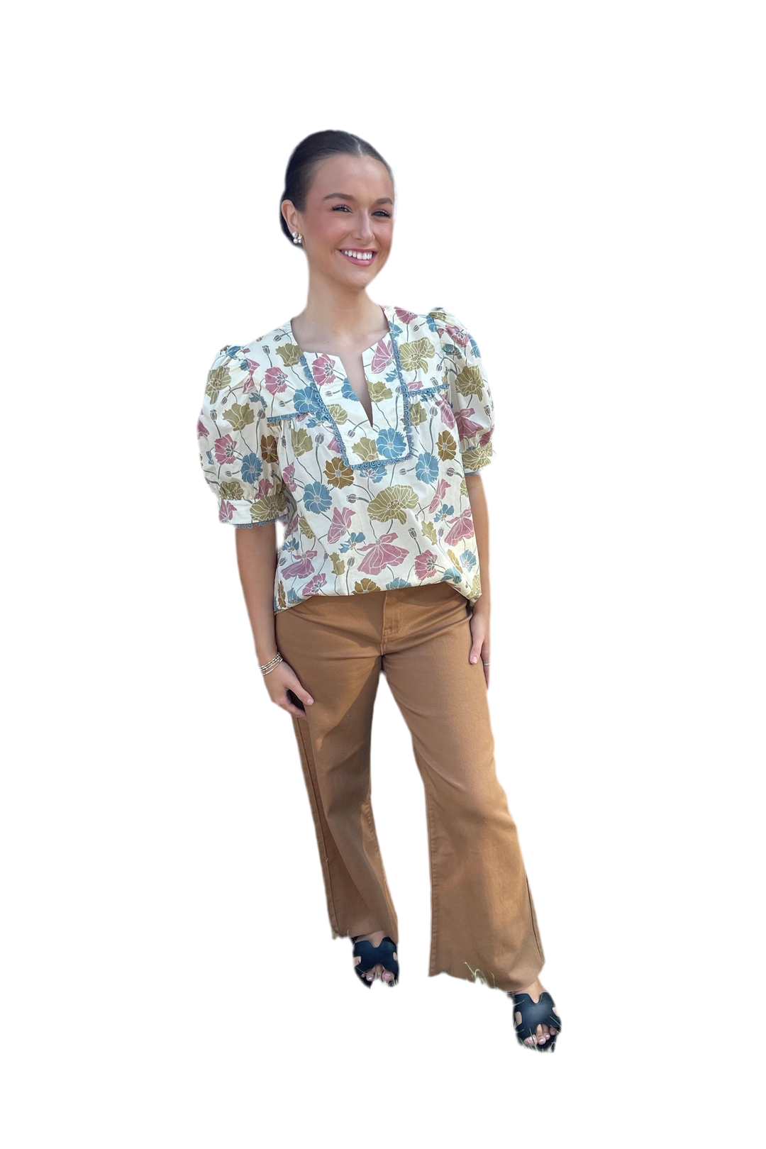 By Annie Wear Cropped Denim Jeans – Mocha & Rust