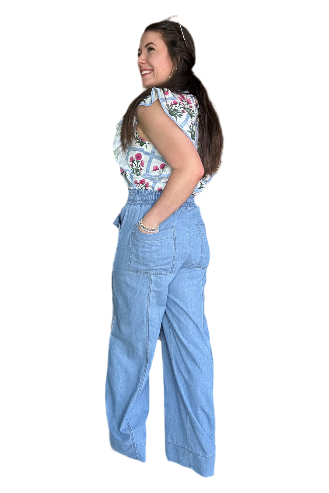Entro High Rise Elastic Waistband Wide Leg Pants - Vintage Dragonfly Boutique