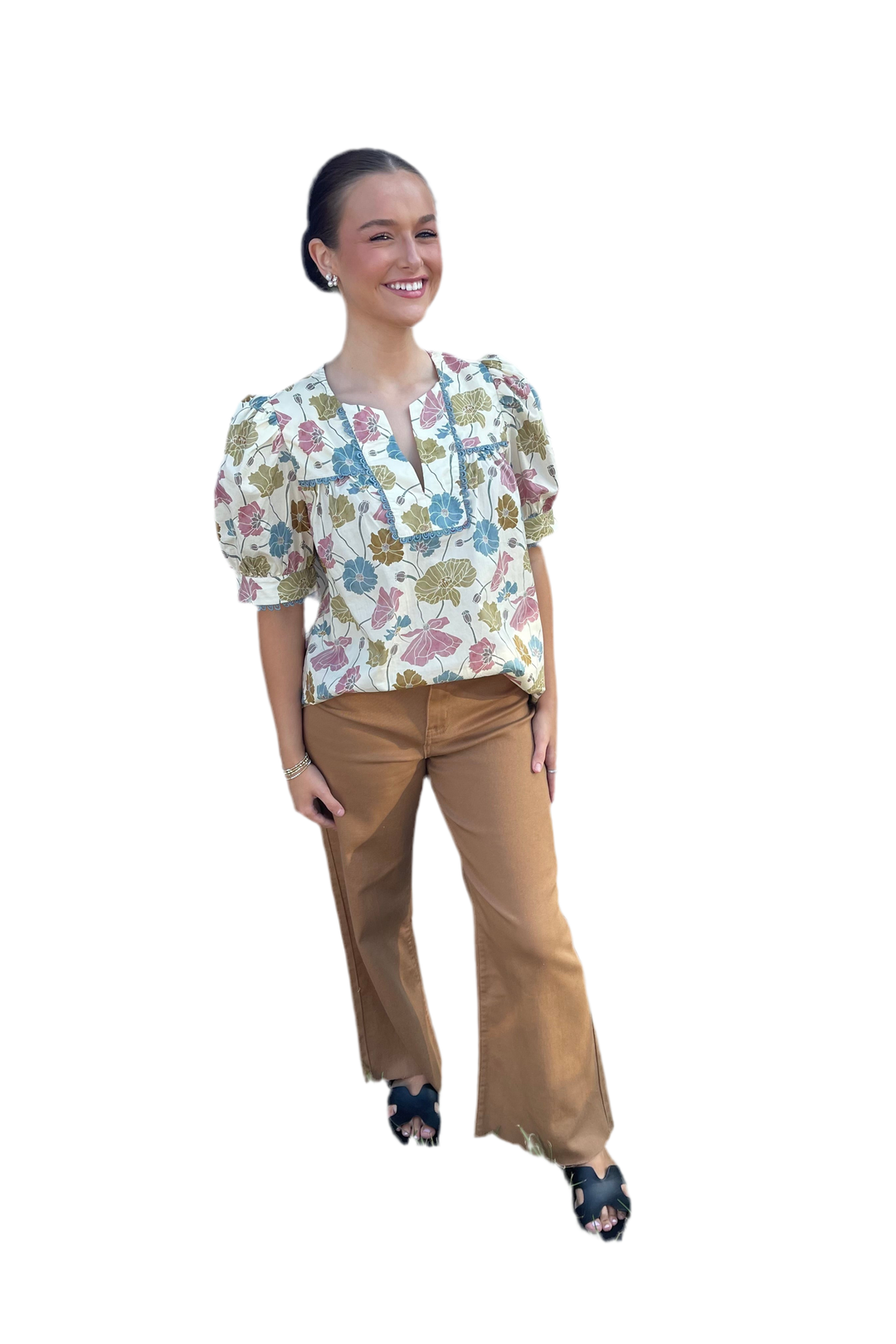 By Annie Wear Cropped Denim Jeans – Mocha & Rust