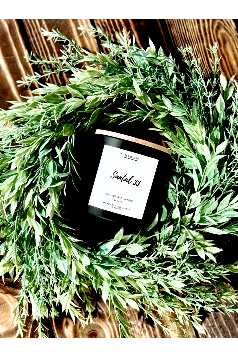 Ember Water - Santal 33 16 oz 100% Soy Candle - Vintage Dragonfly Boutique