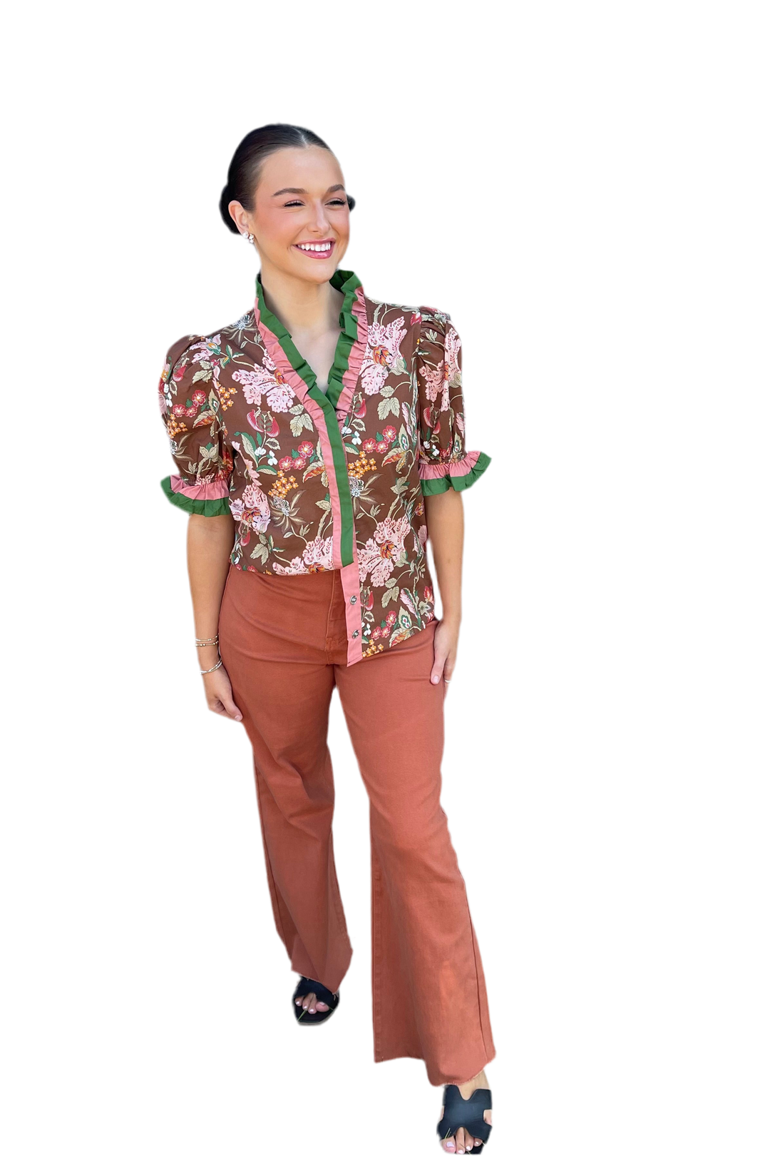 By Annie Wear Cropped Denim Jeans – Mocha & Rust