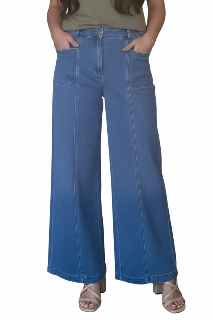 Entro Wide Leg Scallop Pocket Pants - Vintage Dragonfly Boutique