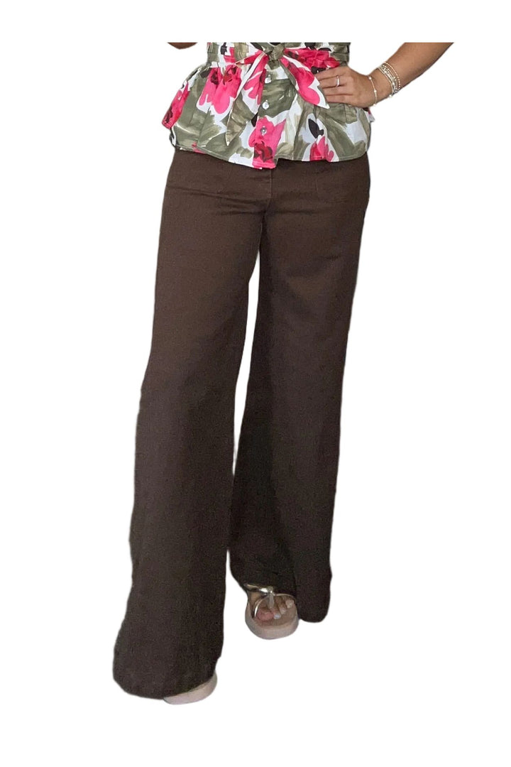 Entro Wide Leg Pants – Olive &amp; Brown | Women’s Fall Pants