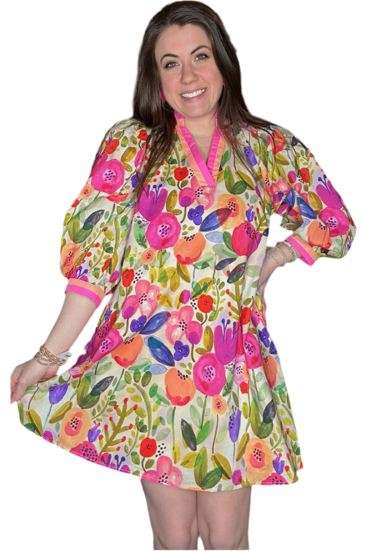 Entro Berry Mix Printed Dress - Vintage Dragonfly Boutique