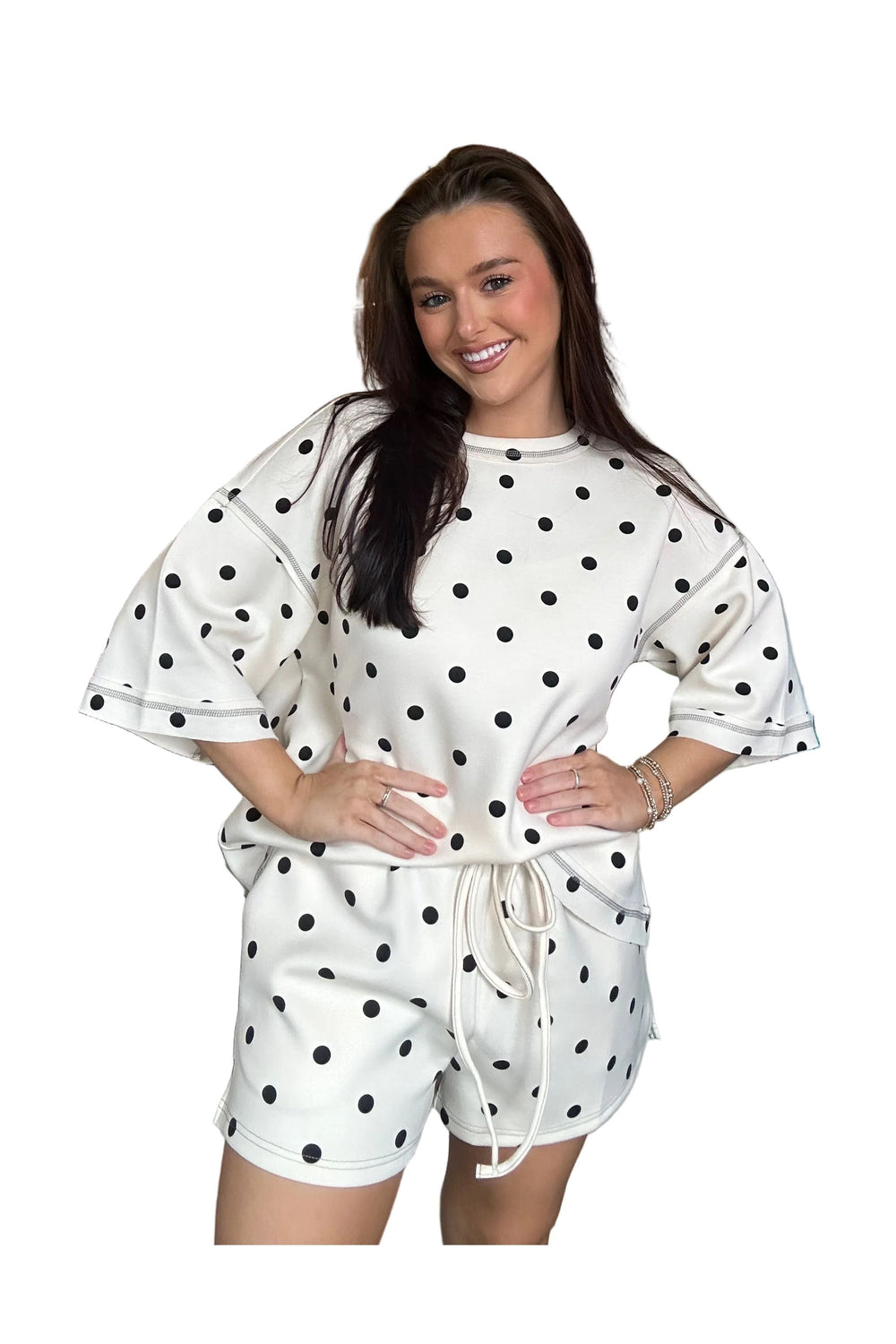 Sewn and Seen Polka Dot Scuba Top and Shorts Set - Vintage Dragonfly Boutique