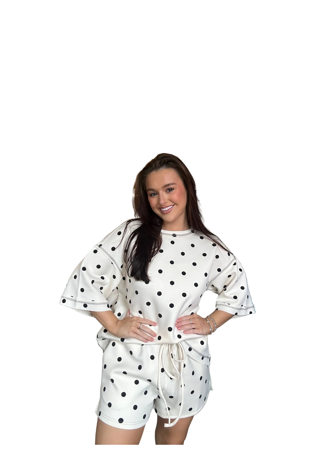 Sewn and Seen Polka Dot Scuba Top and Shorts Set - Vintage Dragonfly Boutique