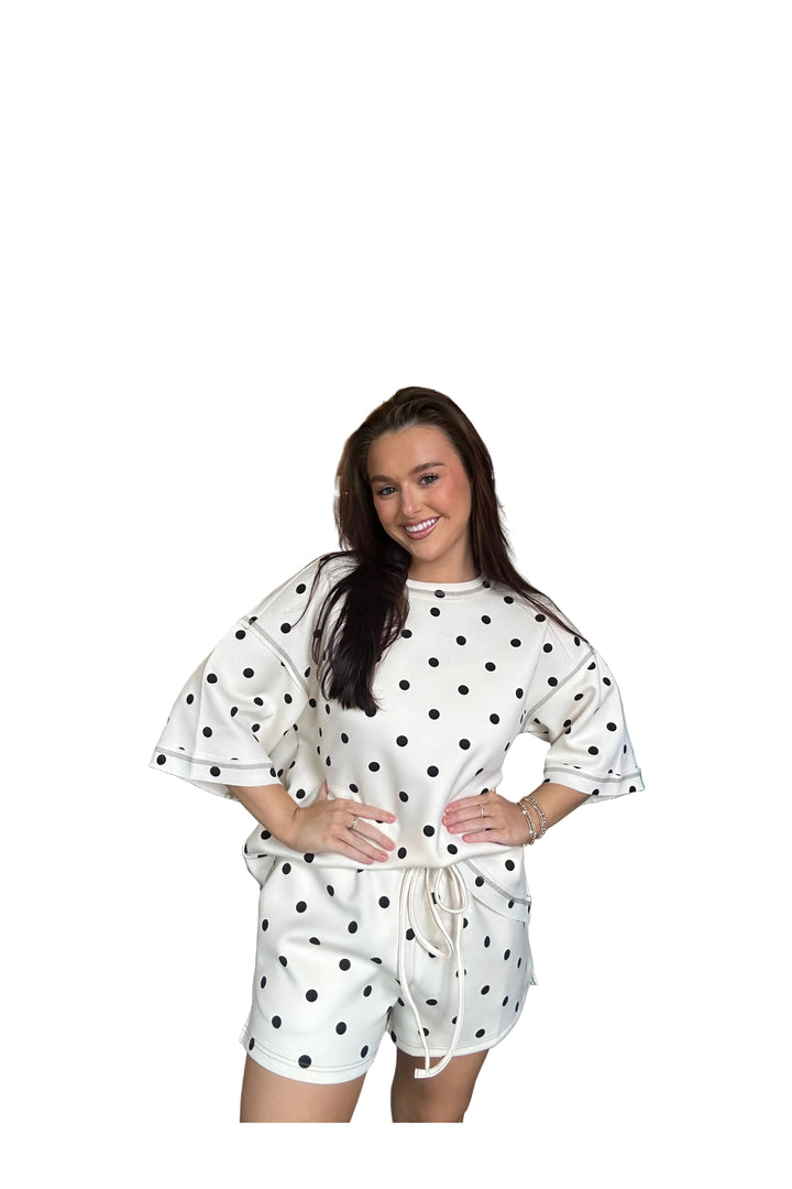 Sewn and Seen Polka Dot Scuba Top and Shorts Set - Vintage Dragonfly Boutique