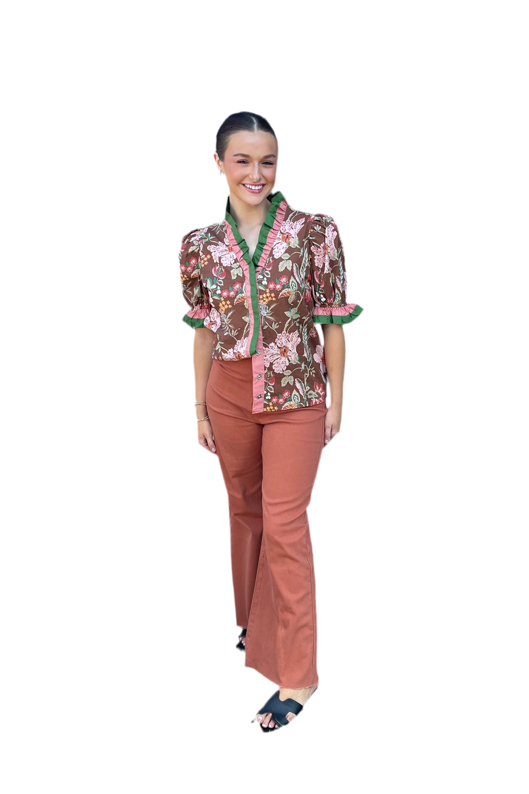 By Annie Wear Cropped Denim Jeans – Mocha & Rust