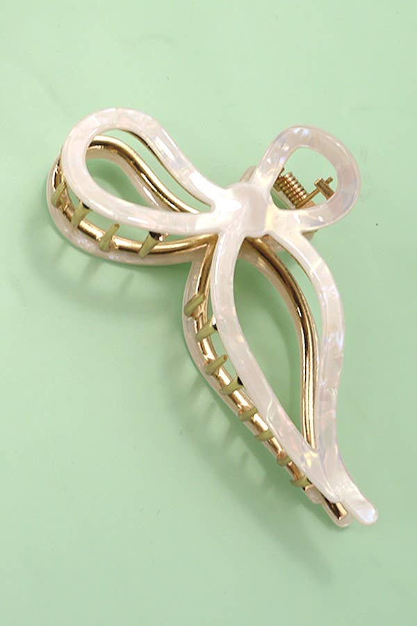 JOSSLYN by wall to wall - JUMBO CELLULOSE CASTING BOW HAIR CLAW CLIPS | Ivory - Vintage Dragonfly Boutique