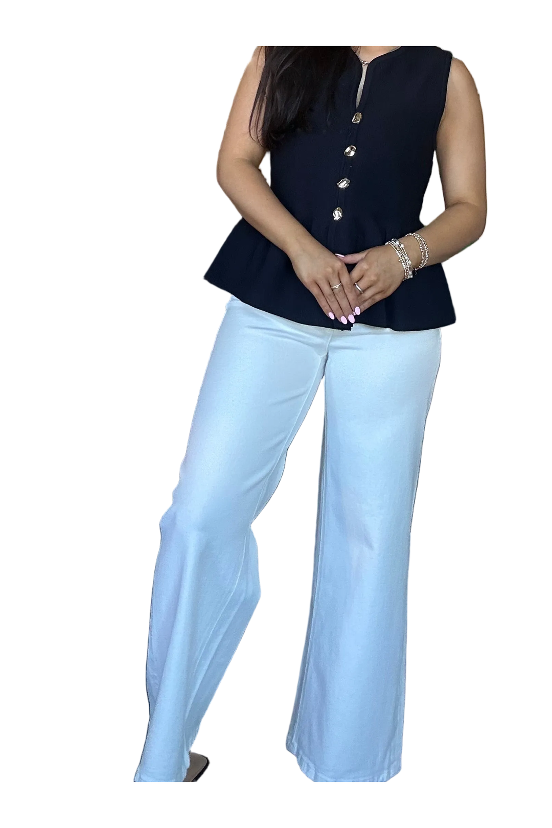 Vervet High Rise Cropped Wide Leg Jeans with Drawstring – Optic White - Vintage Dragonfly Boutique