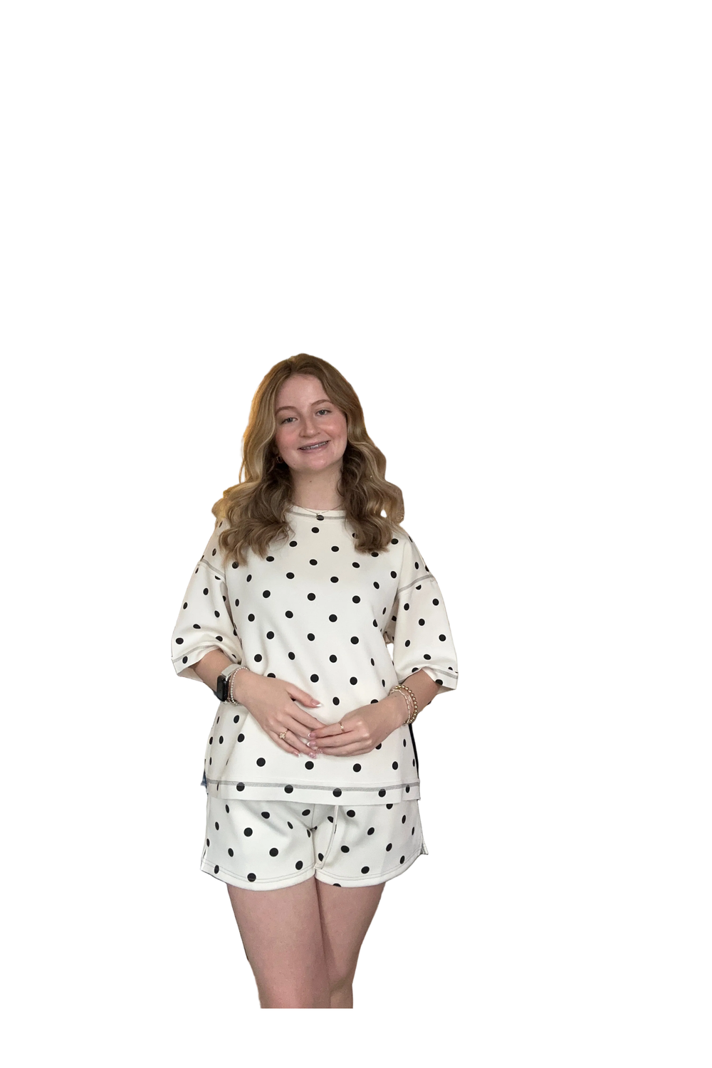 Sewn and Seen Polka Dot Scuba Top and Shorts Set - Vintage Dragonfly Boutique