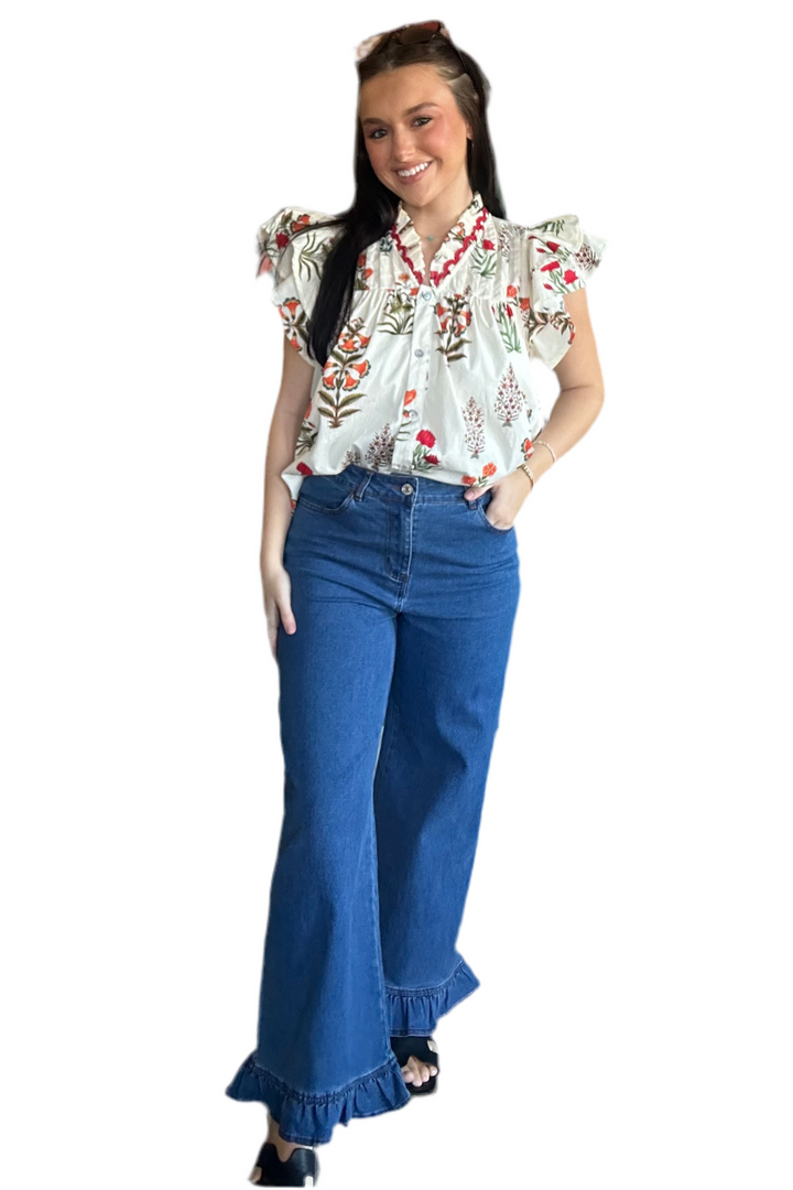 Entro Wide-Leg Ruffle Hem Pants with Pockets | Chic + Comfy Everyday Pants