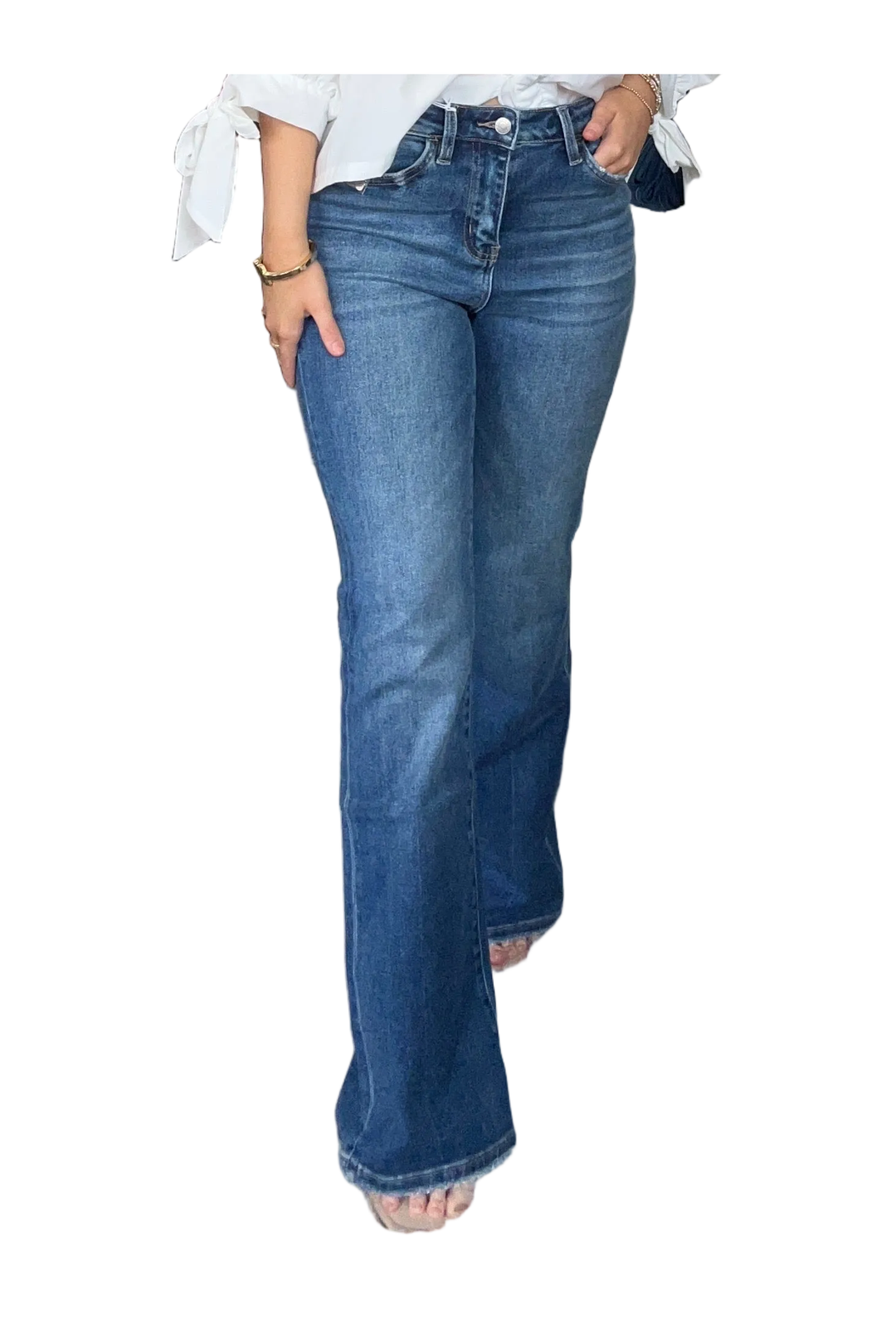 Lovervet by Vervet High Rise Medium Dark Bootcut Jeans – Comfort Stretch Denim - Vintage Dragonfly Boutique