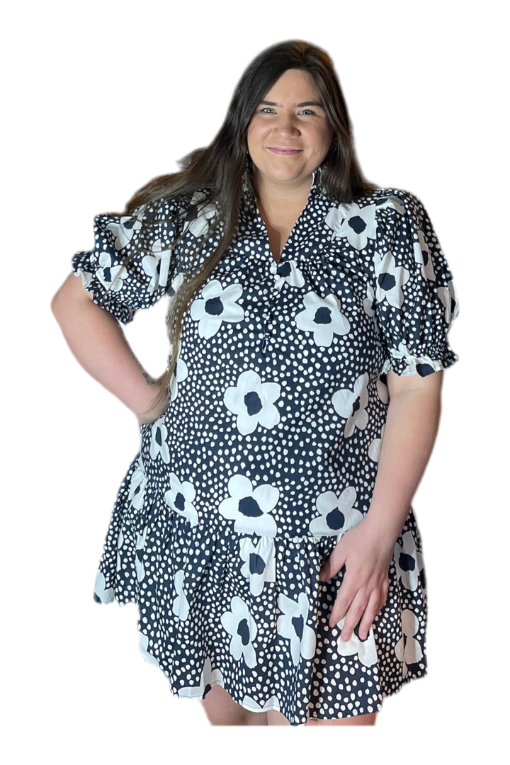 Entro Navy Floral Print Mini Dress - Vintage Dragonfly Boutique