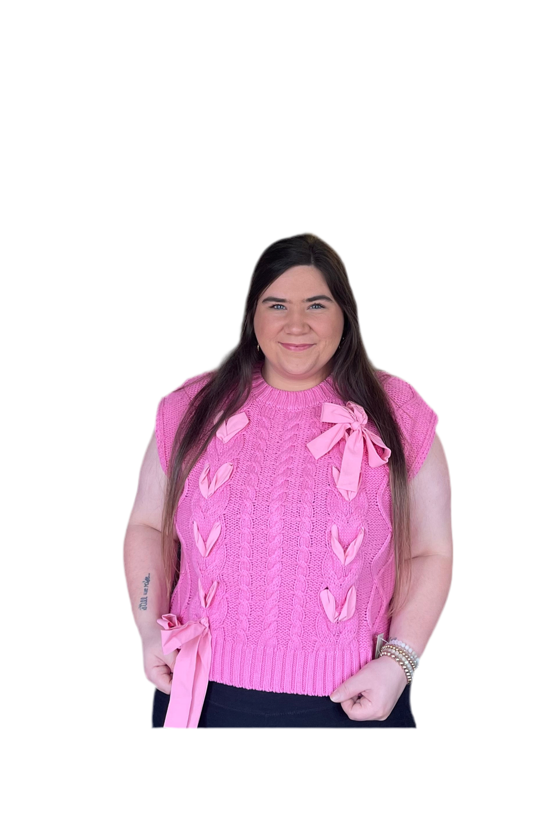 Entro Short Sleeve Sweater with Bow Detail - Vintage Dragonfly Boutique