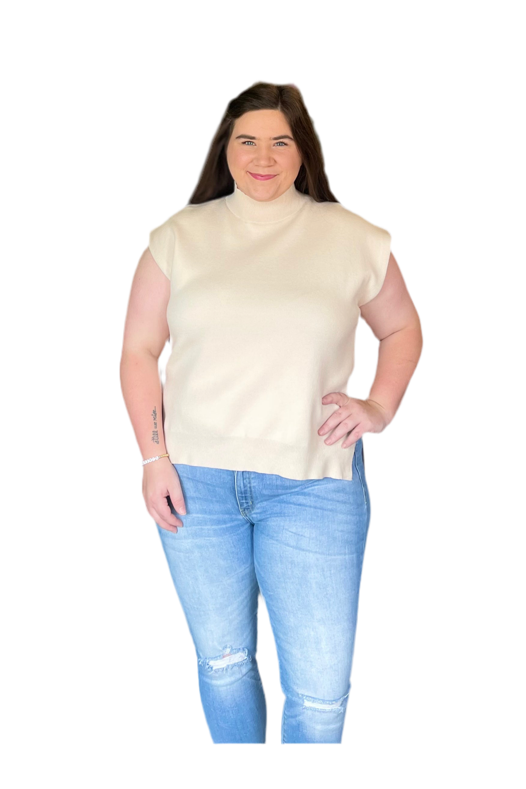 By Entro Sleeveless Mock Neck Knit Sweater – Hi-Lo Cozy Fit - Vintage Dragonfly Boutique