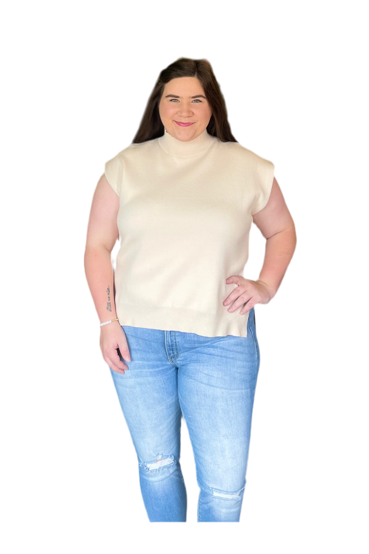 By Entro Sleeveless Mock Neck Knit Sweater – Hi-Lo Cozy Fit - Vintage Dragonfly Boutique