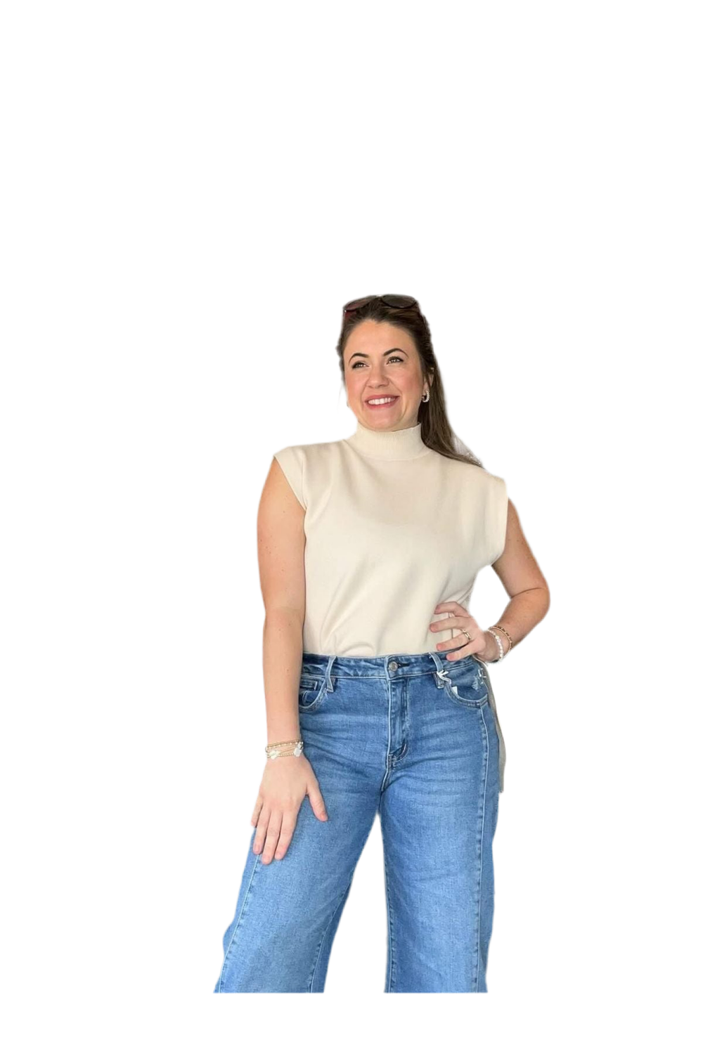 By Entro Sleeveless Mock Neck Knit Sweater – Hi-Lo Cozy Fit - Vintage Dragonfly Boutique