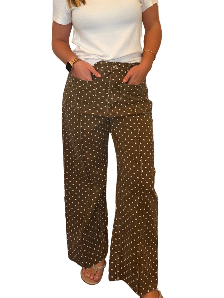 Entro Chocolate Polka Dot Wide Leg Pants