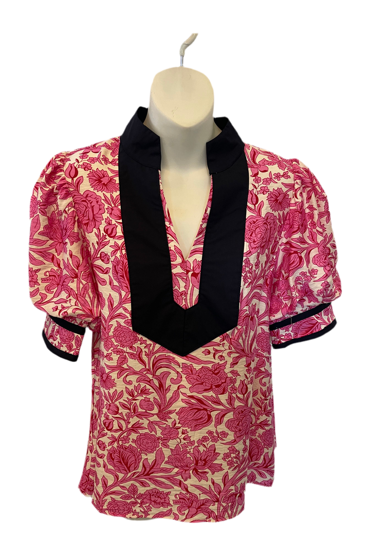 Floral Print Puff Short Sleeve Top