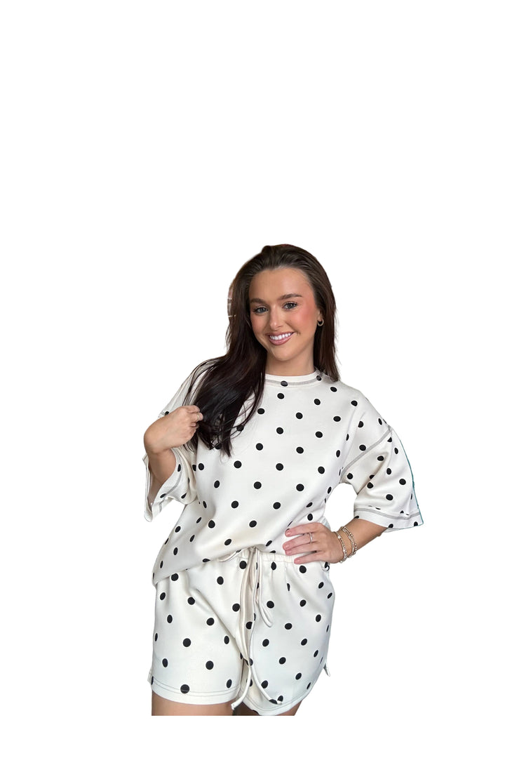 Sewn and Seen Polka Dot Scuba Top and Shorts Set - Vintage Dragonfly Boutique
