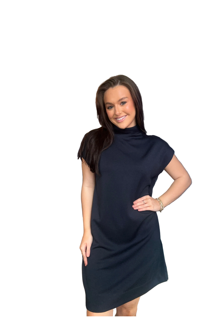 Entro Solid Jersey Mock Neck Mini Dress with Pockets