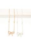 Dainty Chain Link Necklace with Rhinestone Bow Pendant - Vintage Dragonfly Boutique