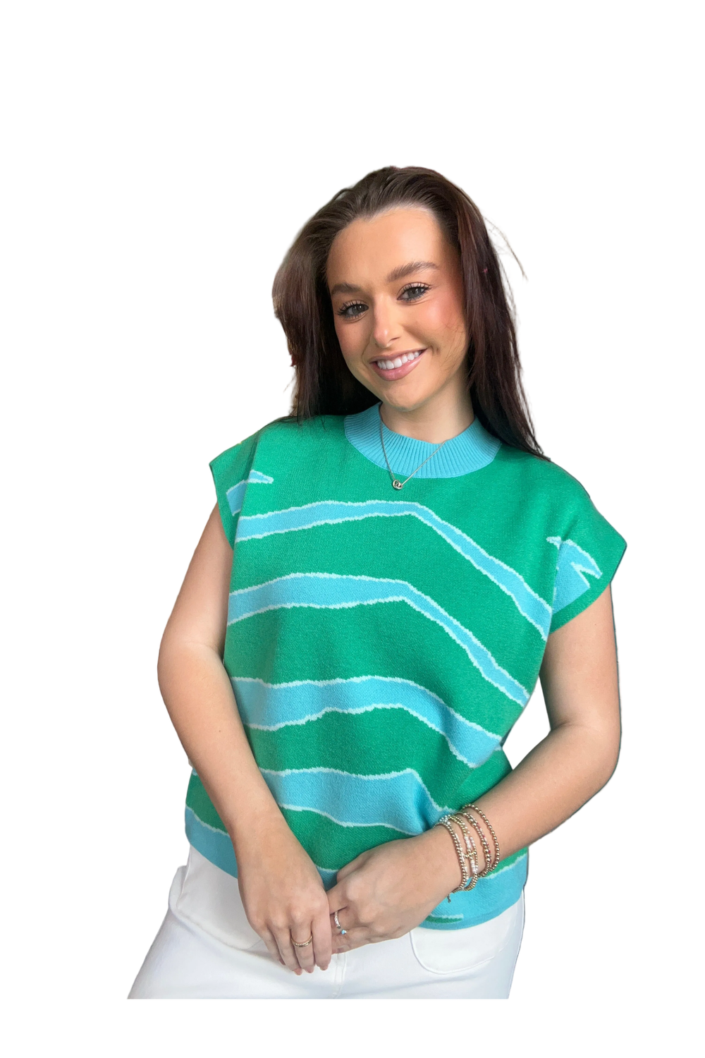 ENTRO Animal Pattern Knit Top – Short Sleeve Mock Neck Sweater in Relaxed Silhouette - Vintage Dragonfly Boutique