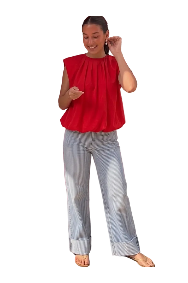 Vervet High Rise Cropped Wide Leg Stripe Jeans by Flying Monkey - Vintage Dragonfly Boutique