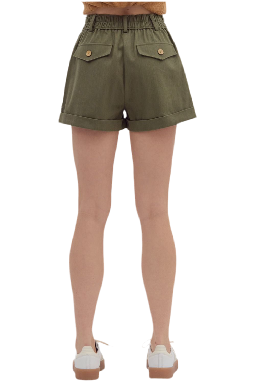 Olive Rolled Cuff Shorts - Vintage Dragonfly Boutique