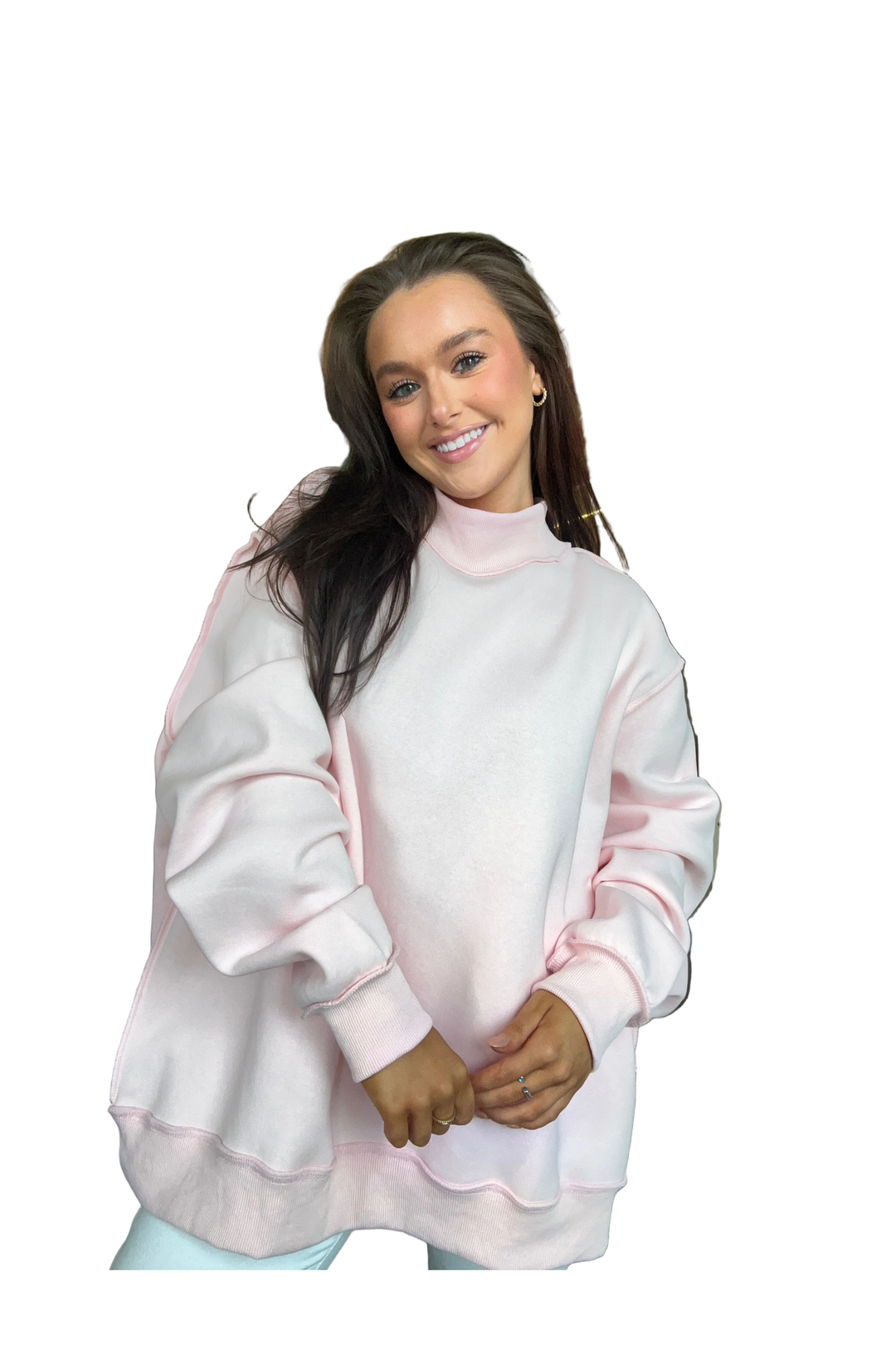 Bucketlist Reversible Mock Neck Sweatshirt – Ballet Pink - Vintage Dragonfly Boutique