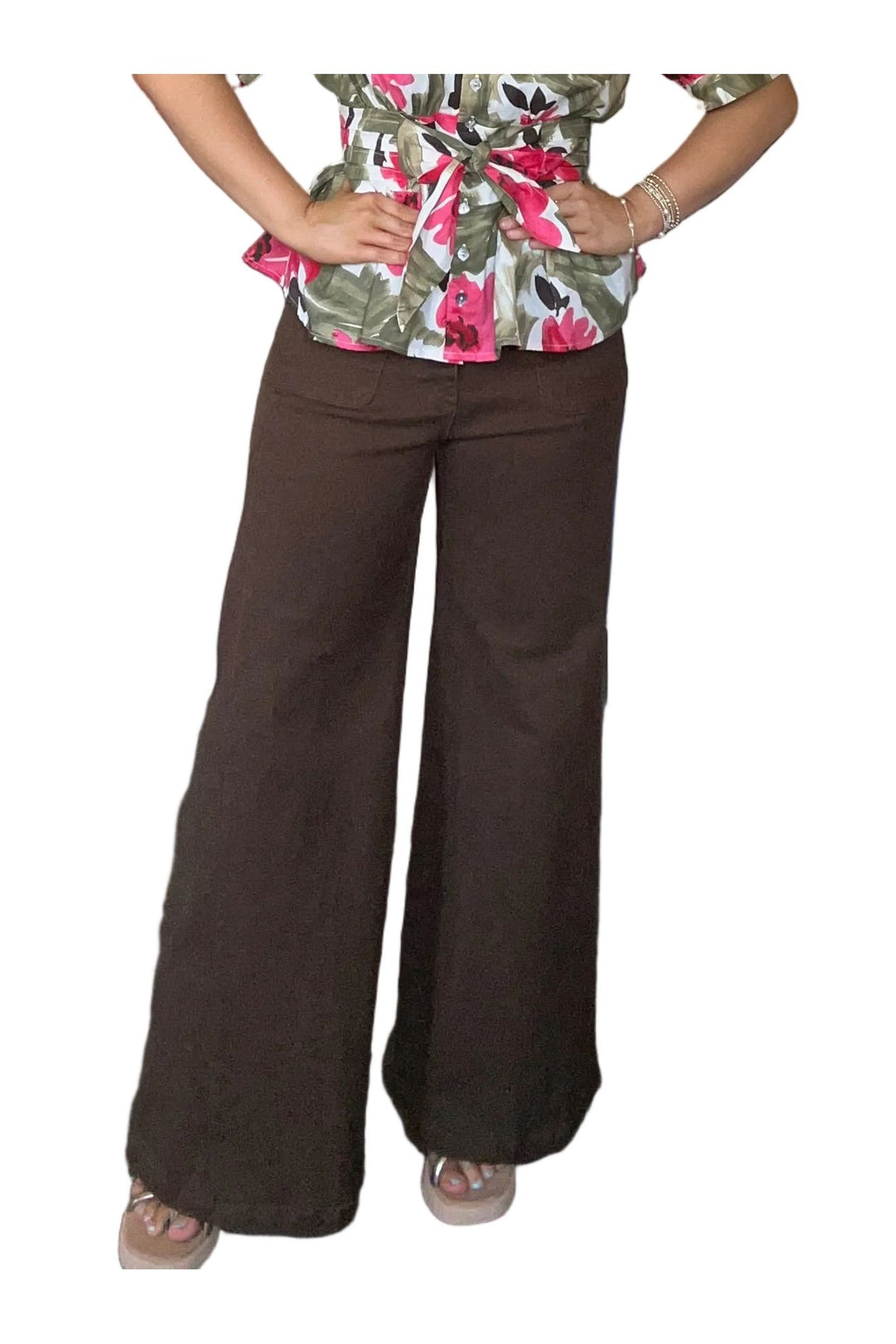 Entro Wide Leg Pants – Olive &amp; Brown | Women’s Fall Pants