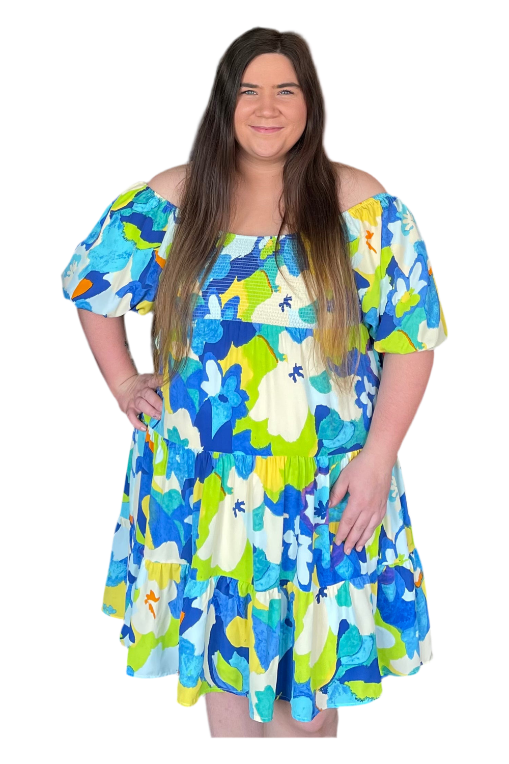 Blue Green Mix Printed Round Neck Mini Dress Vintage Dragonfly Boutique Blue Green Mix Printed Round Neck Mini Dress Vintage Dragonfly Boutique