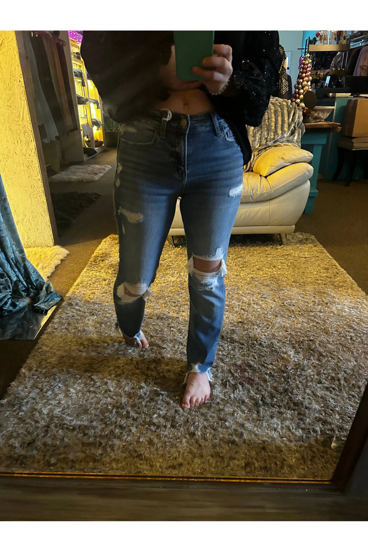 Sleep and Beauty Midrise Straight Cut Jeans - Vintage Dragonfly Boutique