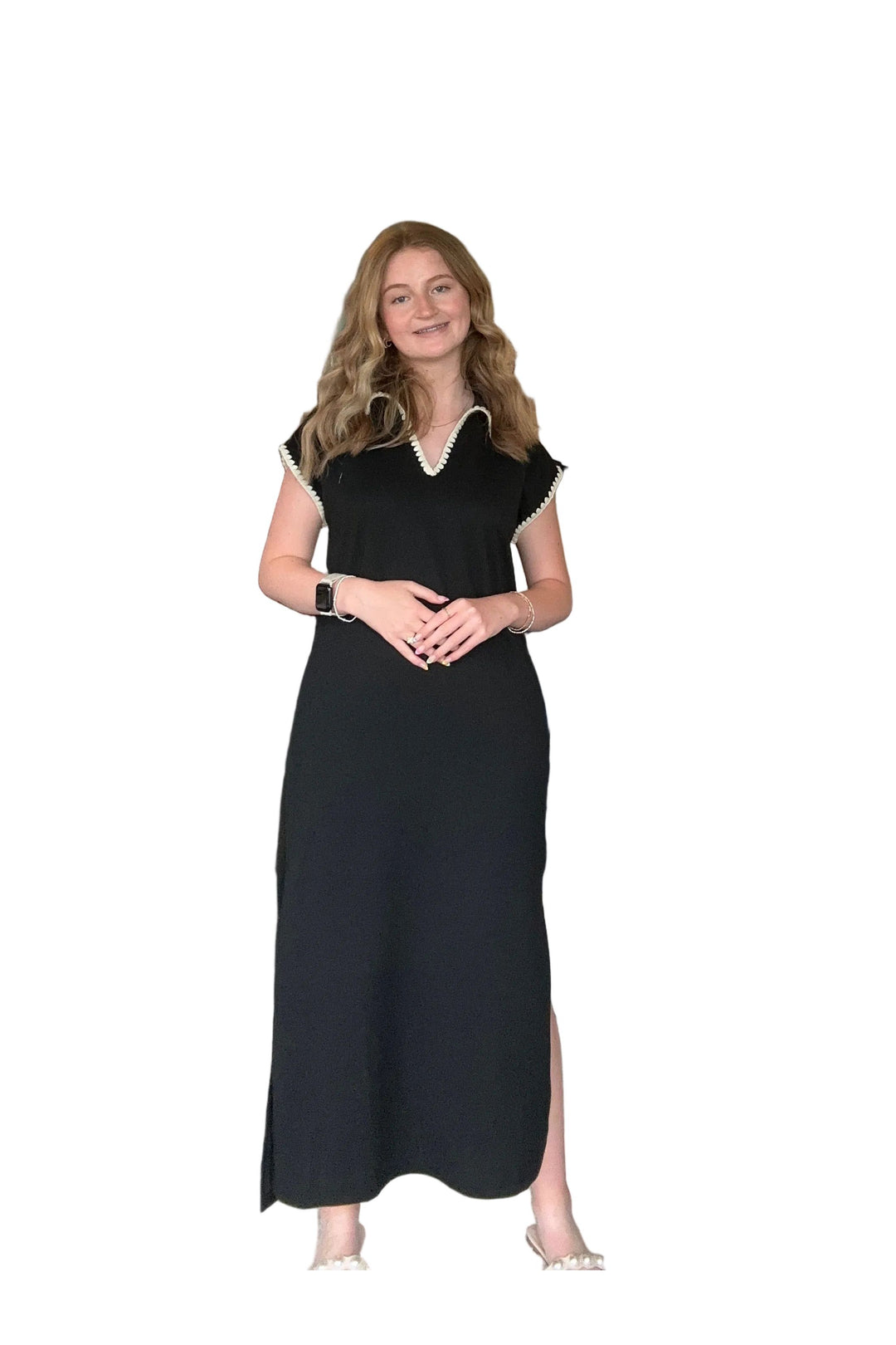 Entro Black Contrast Trim Maxi Dress
