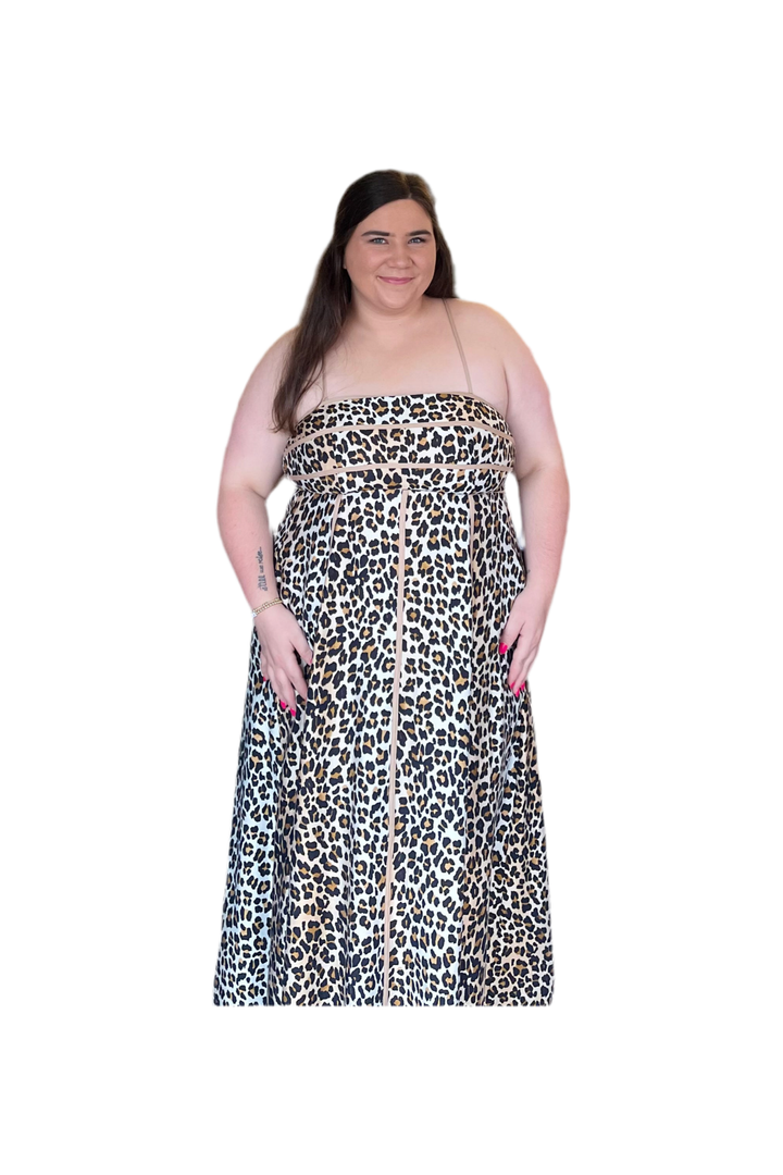 Leopard Print Spagetti Strap Midi Dress