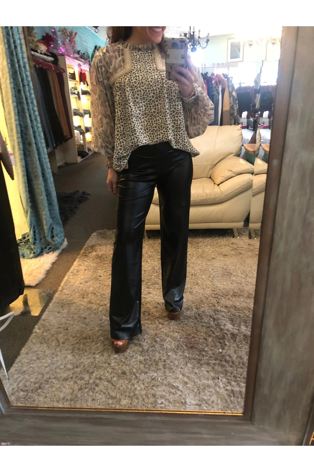 Faux Leather Straight Leg  Pants - Vintage Dragonfly Boutique