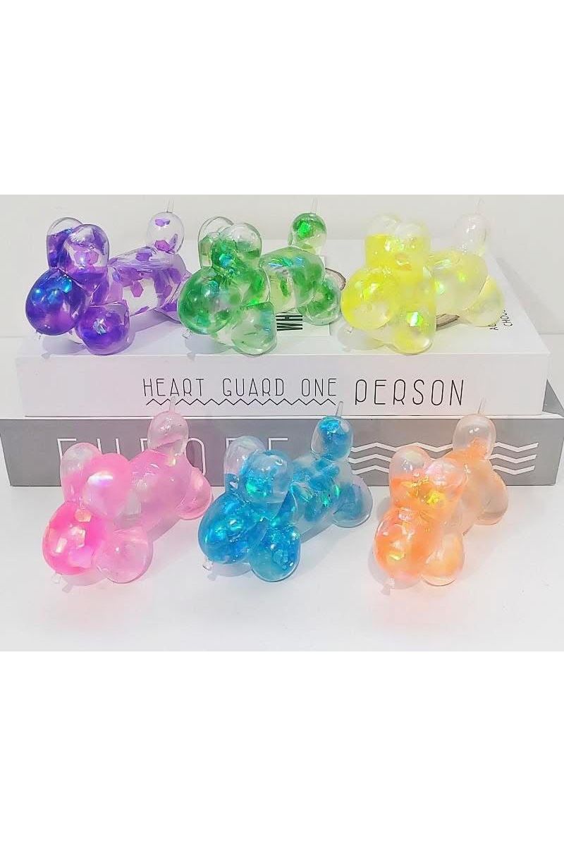 Squishy Balloon Dog Sensory Toy in Orange, Yellow &amp; Green