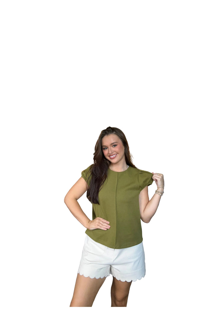 Entro Puff Sleeve Blouse in Ecru or Martini Olive - Vintage Dragonfly Boutique