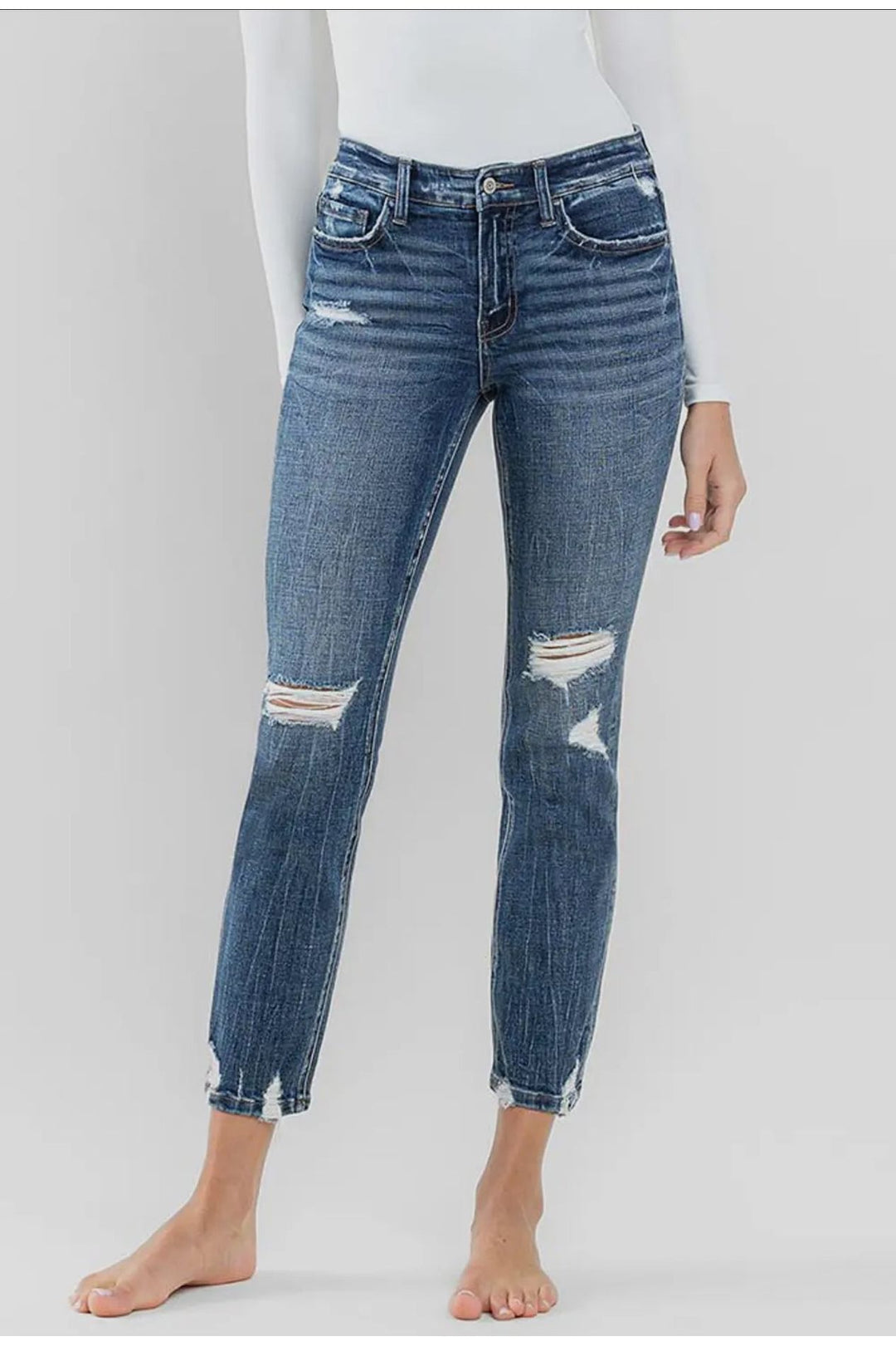 Flying Monkey - Providence  Midrise Crop Slim Straight Jeans - Vintage Dragonfly Boutique