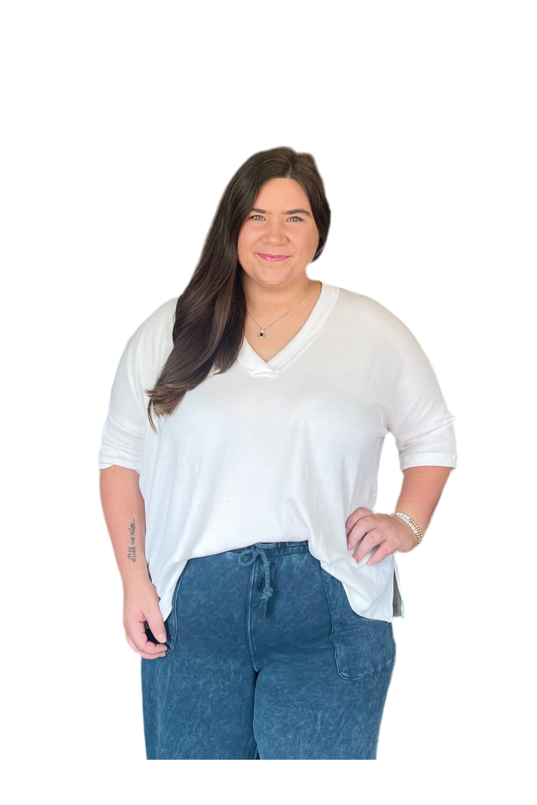 V-neck Ribbed Essential Tee