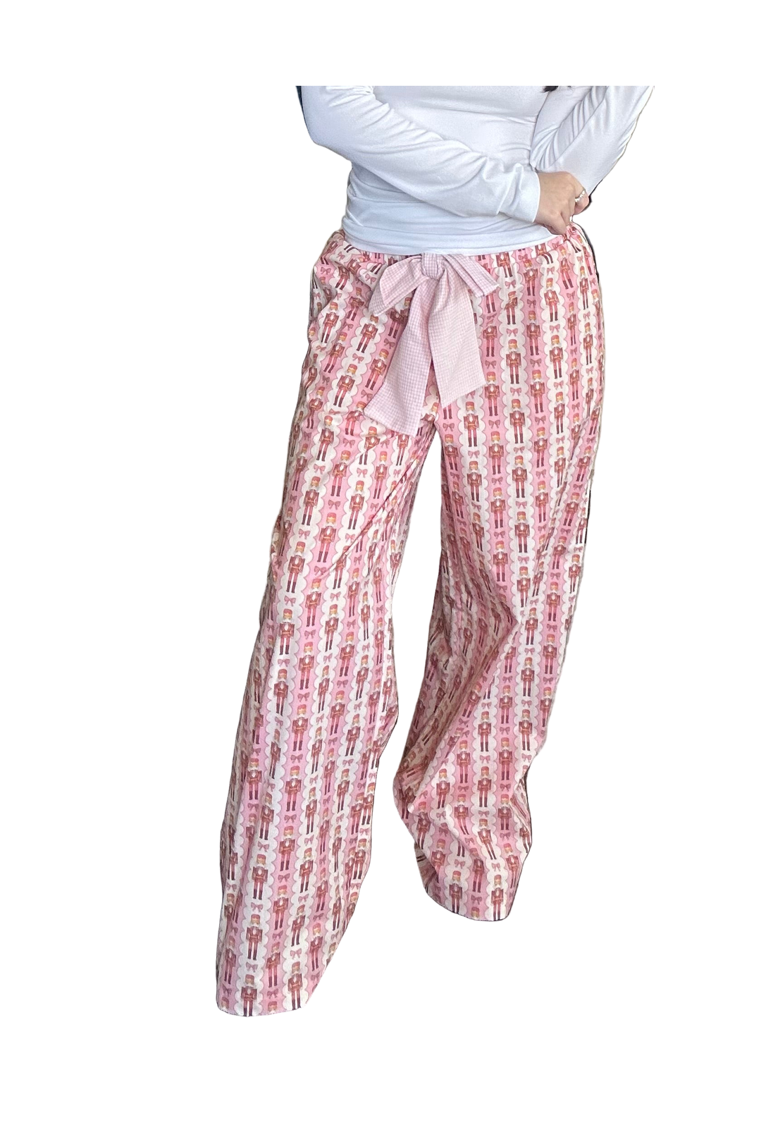 Peach Love Ribbon Tie Pajama Pants – Soft Lounge Style for Everyday Comfort