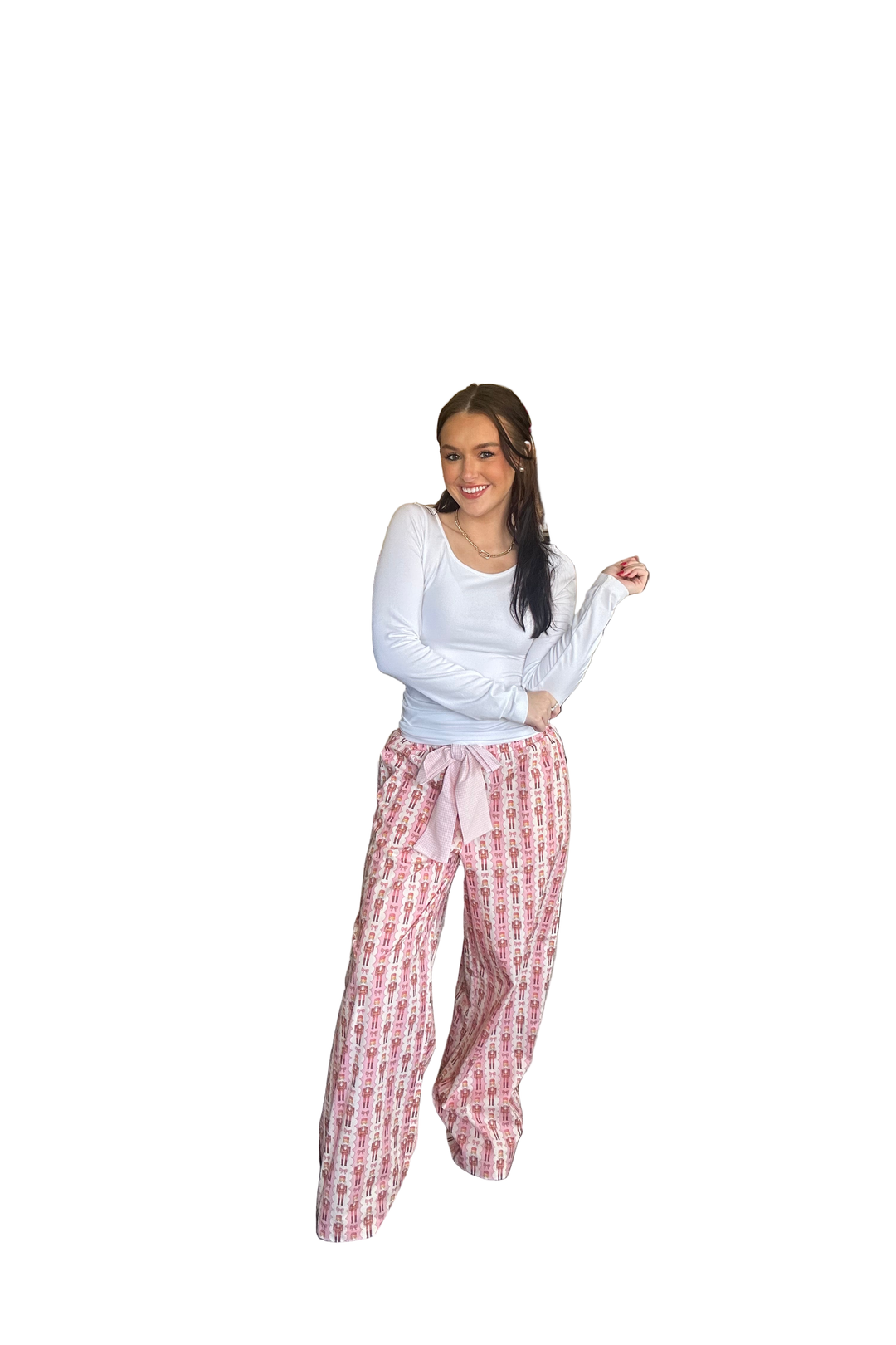 Peach Love Ribbon Tie Pajama Pants – Soft Lounge Style for Everyday Comfort