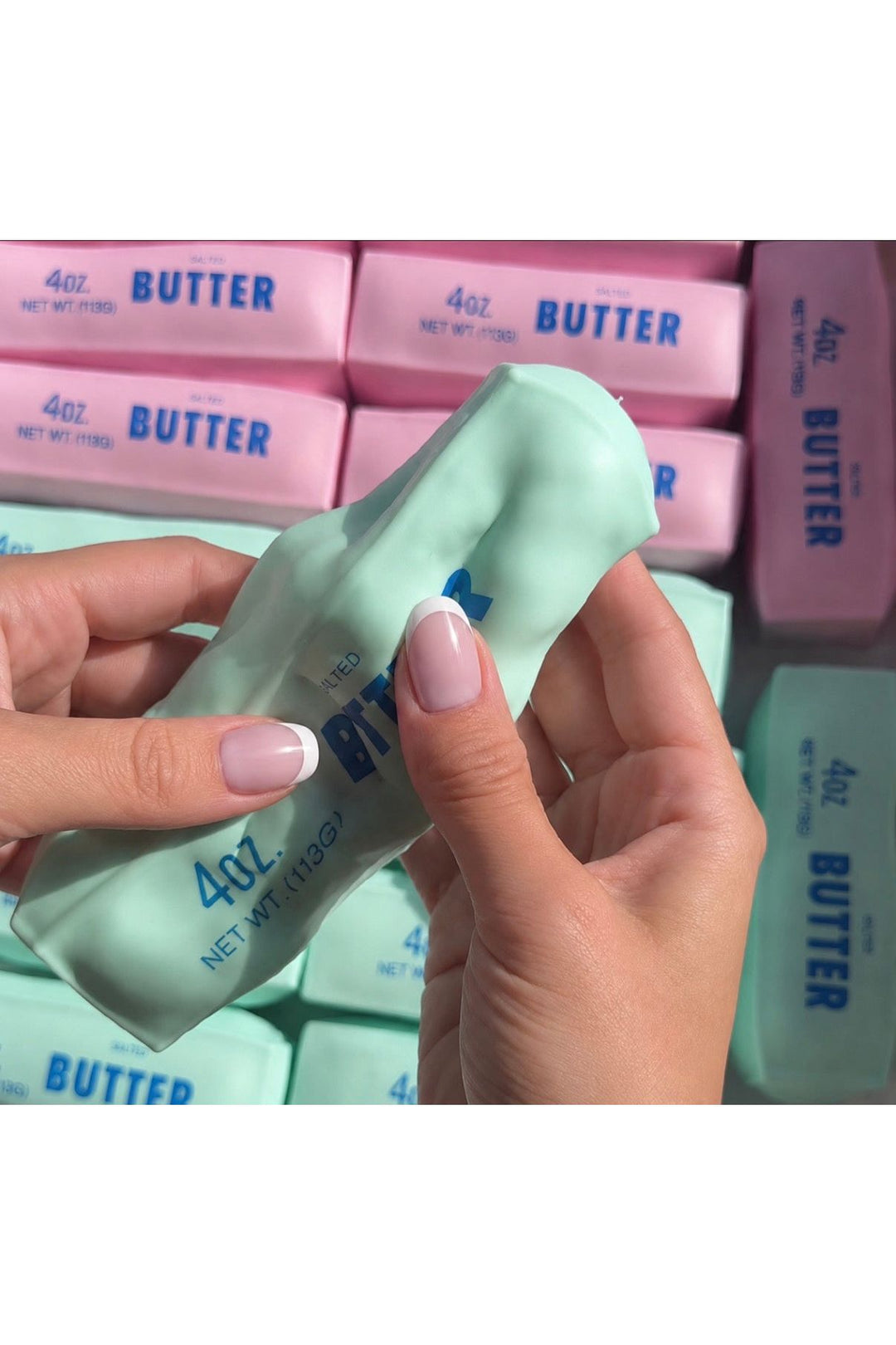 Butter Stick Squishy Sensory Toy in Pink, or Mint
