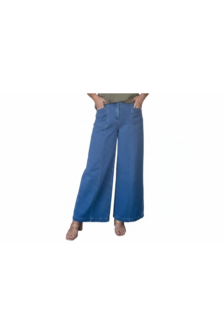 Entro Wide Leg Scallop Pocket Pants - Vintage Dragonfly Boutique
