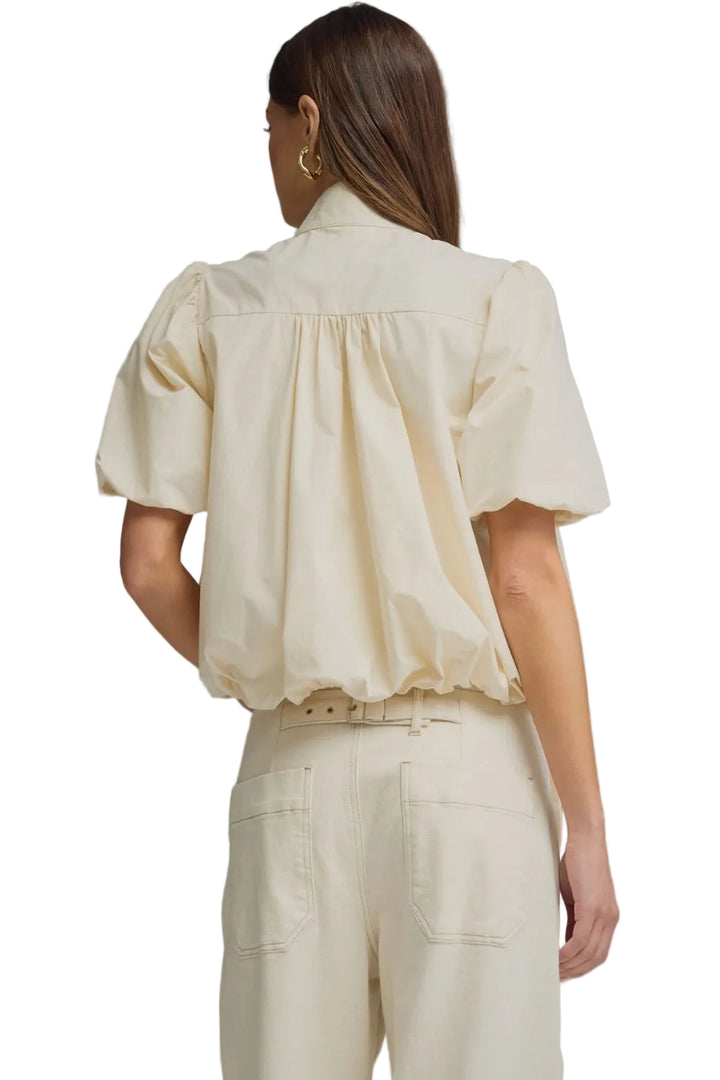 Entro High Neck Button Front Puff Sleeve Jacket in Ecru or Hunter Green - Vintage Dragonfly Boutique