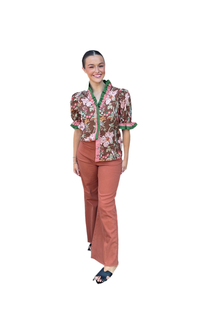 By Annie Wear Cropped Denim Jeans – Mocha & Rust
